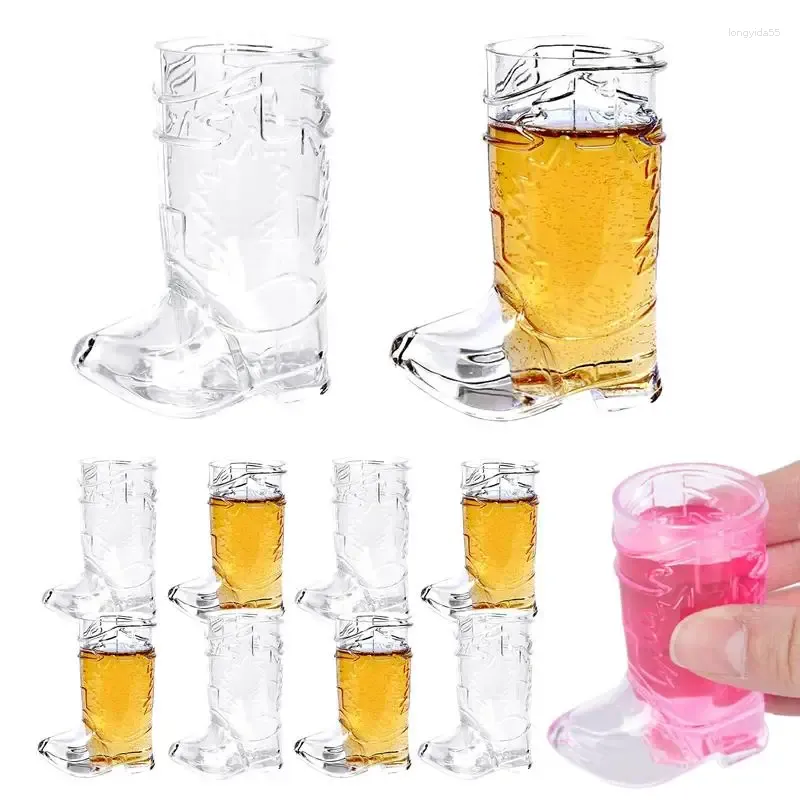 Muggar Cowboy Boot Cups Mini Plastic Clear Mönster Beer Western Cowgirl Theme Party Supplies Fun Birthday