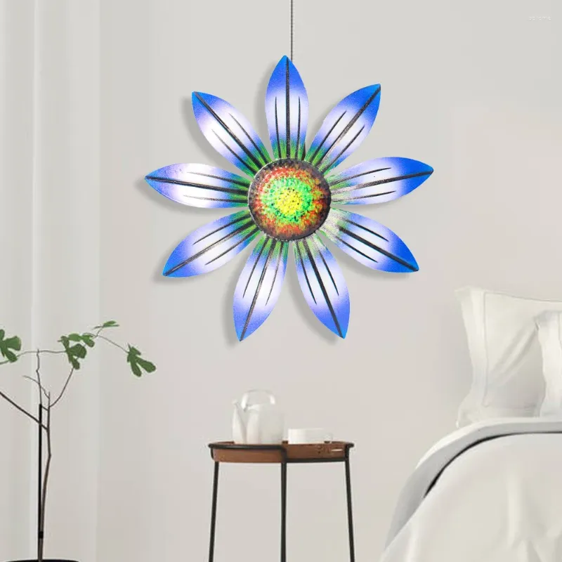 Decorative Figurines Muy Bien Iron Art Blue Daisy Petals Wall Hanging Decoration Home Room Ornaments Outdoor Balcony Courtyard Decor