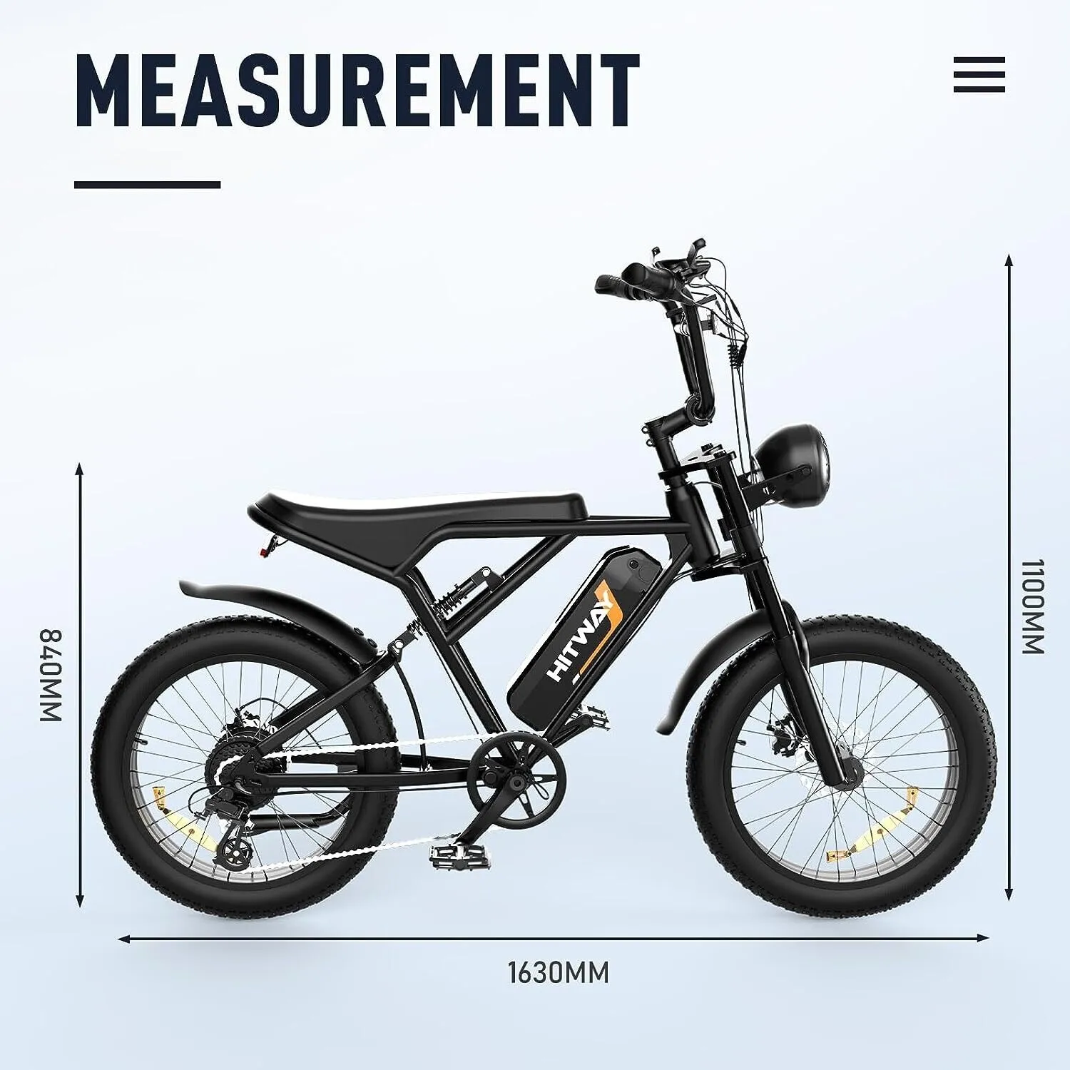 Hitway Electric Bicycle pour adultes 20 '' 4.0 Fat Tire E-MTB Bélo