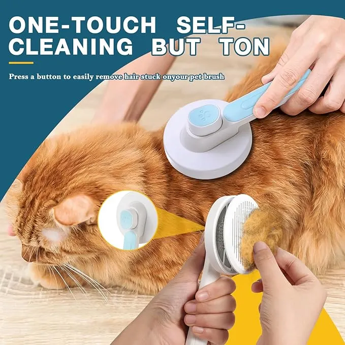 Lanswood Cat Brush With Release Button - Self Cleaning Slicker Brush For Dogs & Cats, Massage Tips - View #7