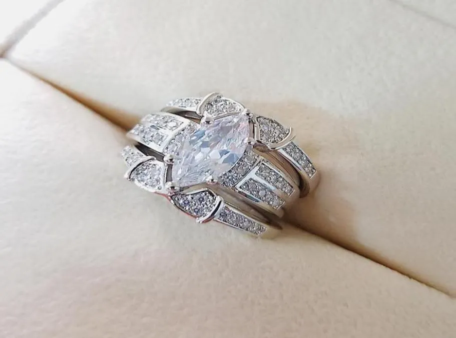 Кластерные кольца 2021 Роскошная маркиза 925 Серебряное обручальное кольцо стерлингового обручального кольца для женской леди -годовщины подарки Moonso R508699184181146245