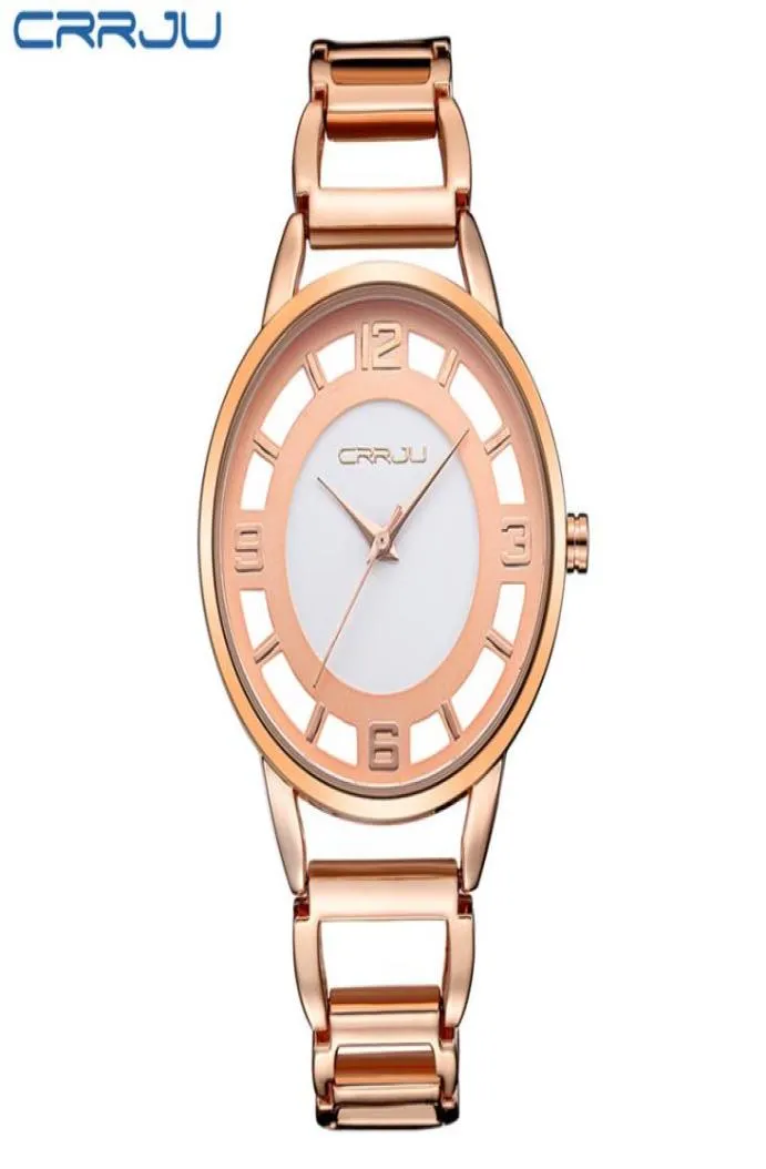 2022 Crrju Luxury Brand Fashion Gold Woman Bracelet Watch Femmes Full Steel Quartzwatch Horloge Dames Robes Relagio Feminin7824382