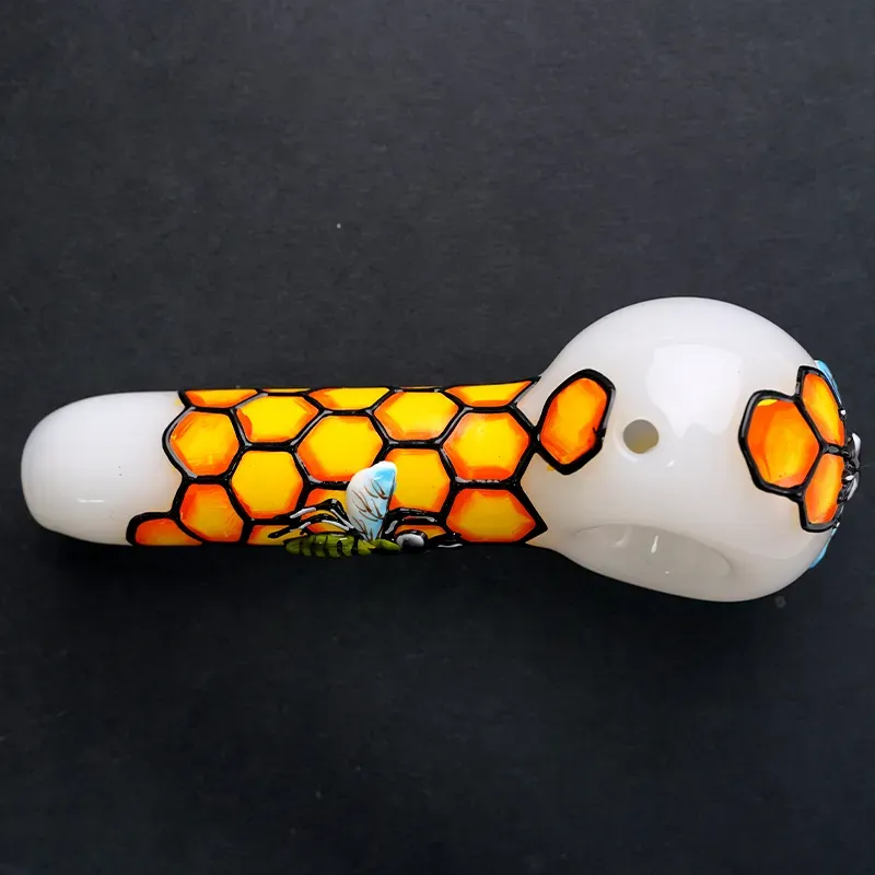 Beautiful 3D Glass Pipes Bee Comb Smoking Dogo Spoon Pipe For Smoking HandPipes Bongs Tobacco Free Ship