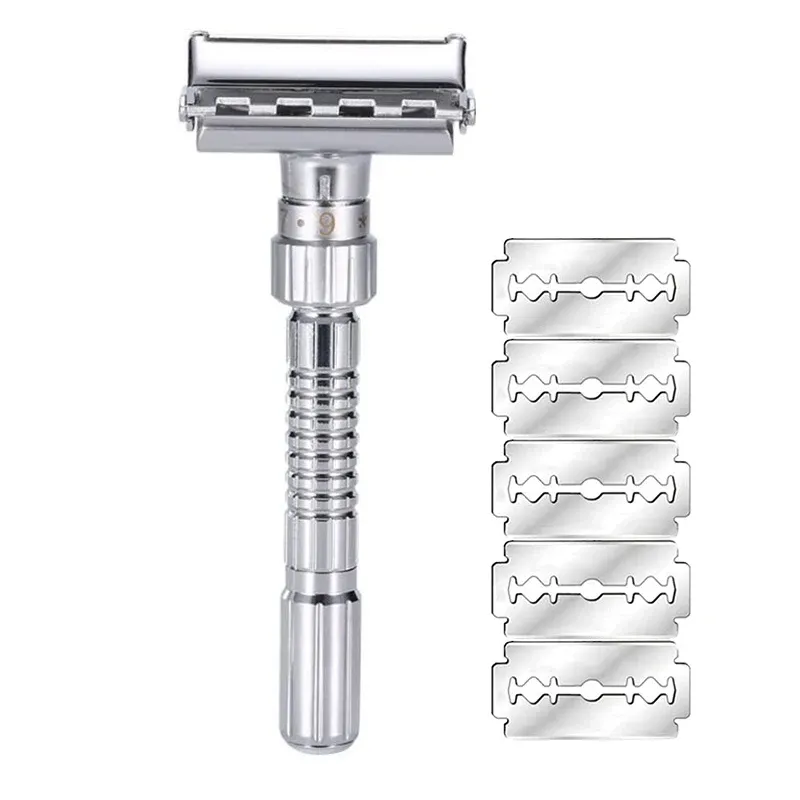 Shavers Nowe regulowane podwójna krawędź Bezpieczeństwo Bezpieczeństwo Razor Goleby Golarki CHROZ CHROZ ZINN z 5 ostrzami