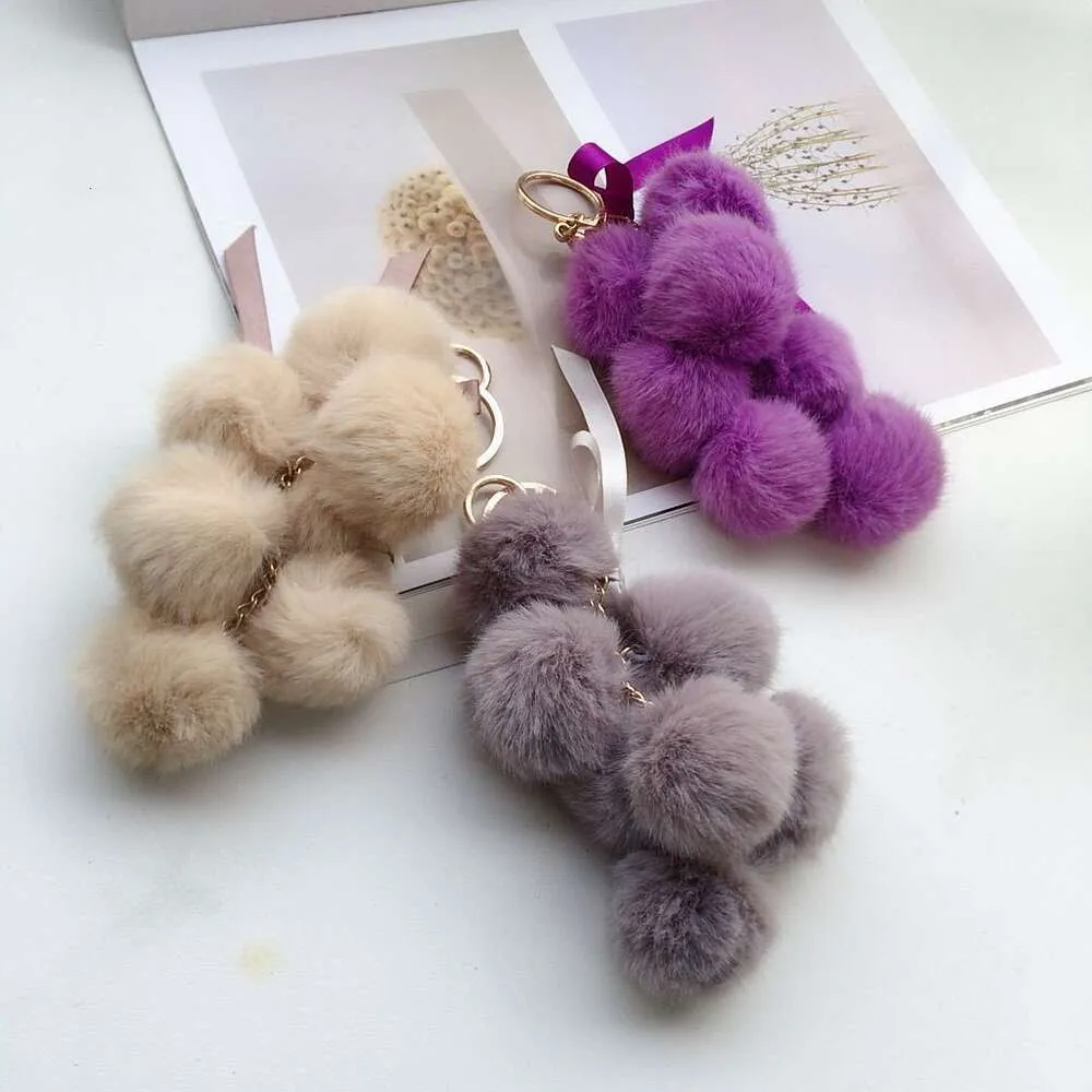 Wholesale Fruit Pom Grape Ball Faux Rabbit Fur Chain for Gift Bag Pendant Key Ornaments