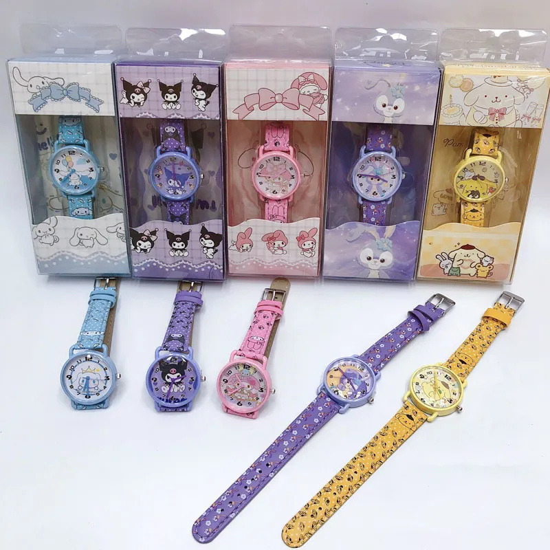 new Kuromi cartoon cat student watch spicy girl with diamond bow womens watch cartoon element mizuo iron stone watch