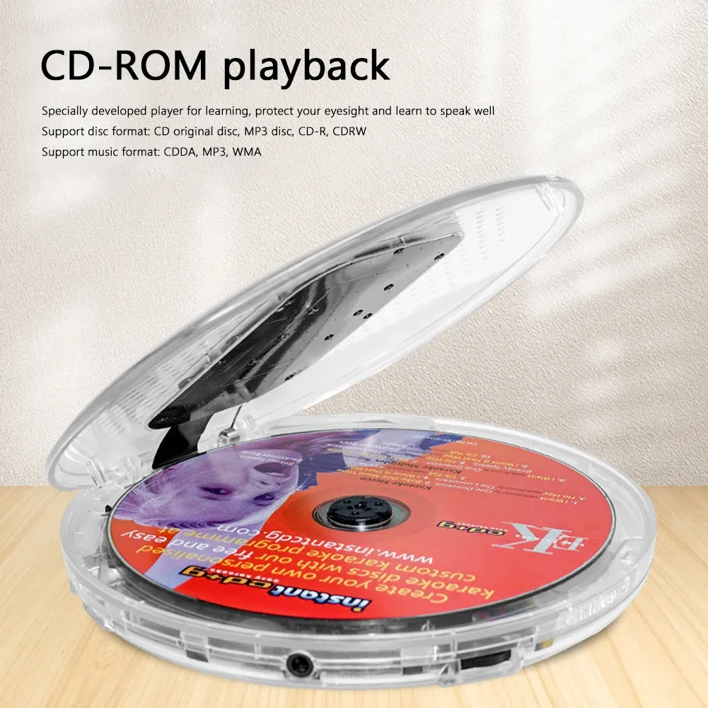 Player Portable CD Player Rechargeable Digital Display Personlig CD -spelare Support TF -kort 5 EQ Ljudeffekter 1000mAh Batteri