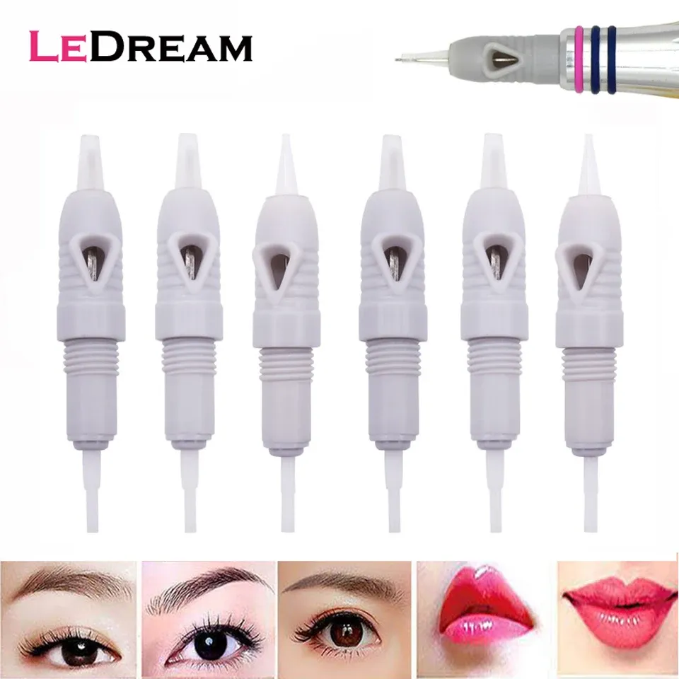 Nadeln 100pcs/Los Einweg 8mm Schraubengrau Tattoo -Nadeln Patrone für Tatu Mikroneedling Permanent Augenbrauenlippen Make -up -Nadeln