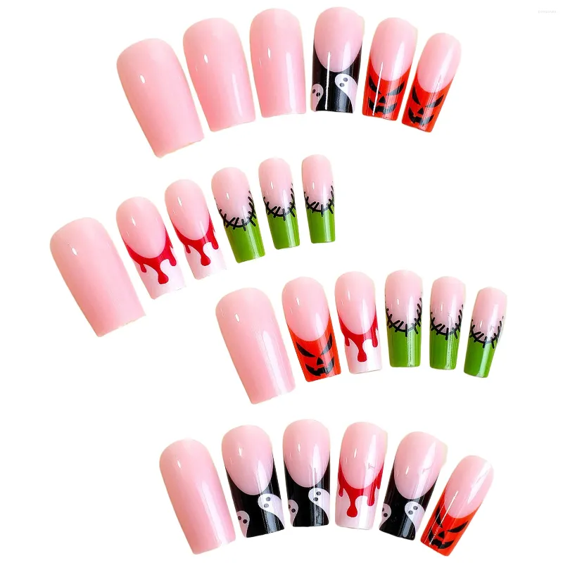 False Nails Halloween Theme Ghosts Artificial Nail Waterproof & Reusable With File For Girl Clothes Dress Matching