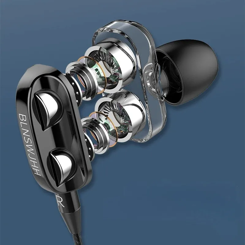 新しい2024 6DインイヤーステレオハイバスヘッドフォンIn-ear 3.5mm有線イヤホンメタルHifiイヤピース