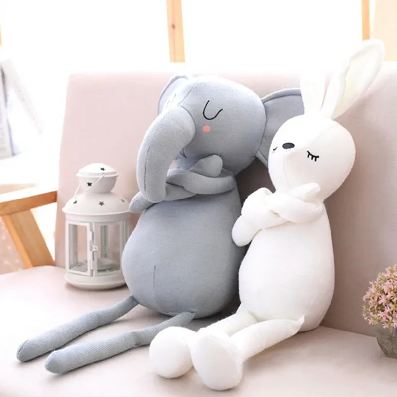 Dolls Cute Elephant Rabbit Pillows for Baby Girl Soft Stuffed Animal Toy Baby Bed Cushion Pillow Baby Room Decoration Kids Gift