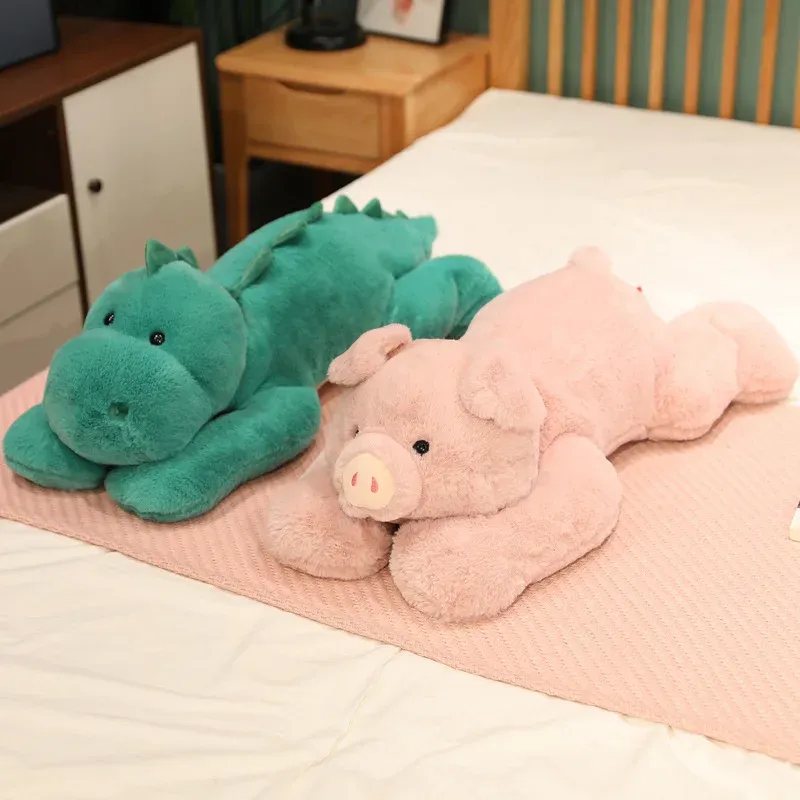 Poupées kawaii ours en peluche jouets cochon / crocodile / husky couché animal en peluche