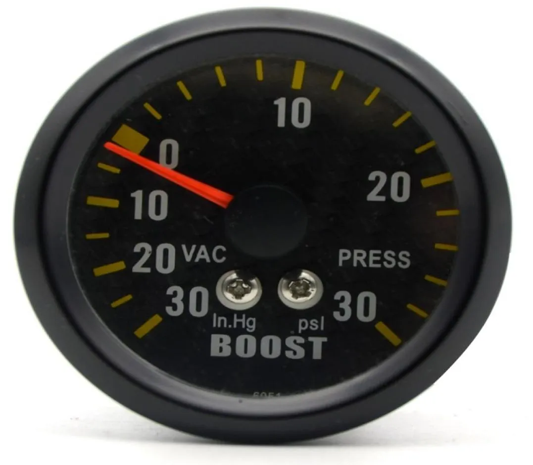 2 tum 52mm Auto Car Turbo Boost Gauge Analog kolfiber ansikte 3030 psi meter vit bakgrund ljus4540465