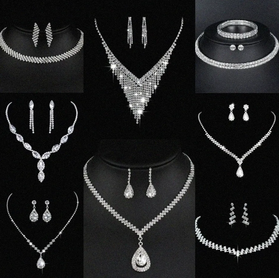 Ценные лабораторные ювелирные изделия из бриллиантовых ювелирных изделий Серьмы стерлингового серебряного свадебного ожерелья для женских свадебных украшений подарки L5JC#