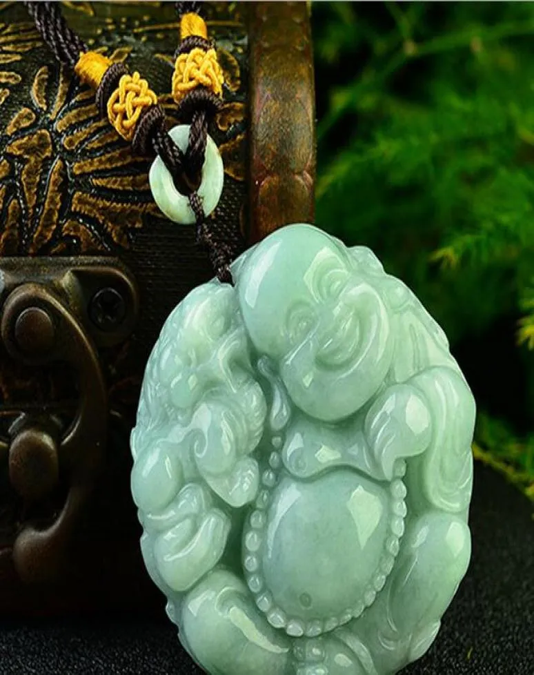 Factory direct natural A goods jade round Maitreya Buddha pendant mouth big belly Buddha hanging pendant wholesale9265076