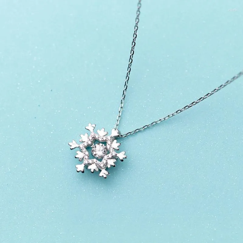 Pendants MloveAcc Classic Clear Zircon Snowflake 925 Sterling Silver Necklace For Women Girl Christmas Party Gift