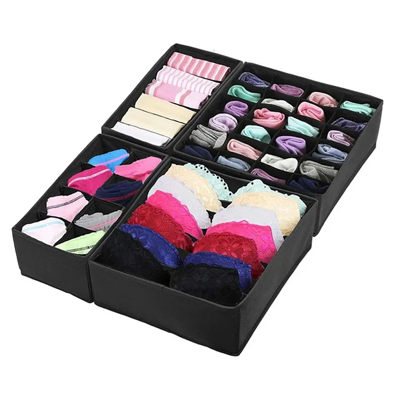 Storage Dormitory Closet Organizer For Socks Home Separated Underwear Storage Box Grids Bra Organizer Foldable Drawer Organizer