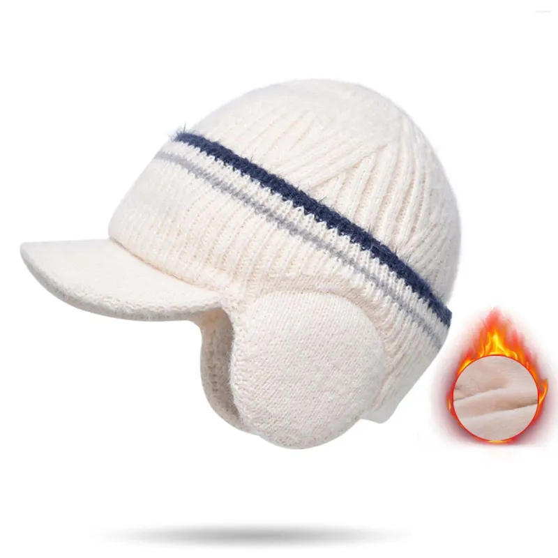 ボールキャップ男性のための冬の帽子耳が並んでいるフリース：温かいニットウール野球キャップアウトドアアクティビティフェイス