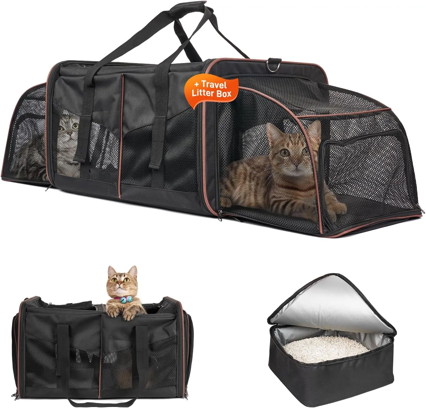 Save Big on Bulk Cat Carrier Large Pet Carriers For Cats Double Cat  Carrier With Portable Litter Box, In Travel Carrier For Two Cats, Ideal  For