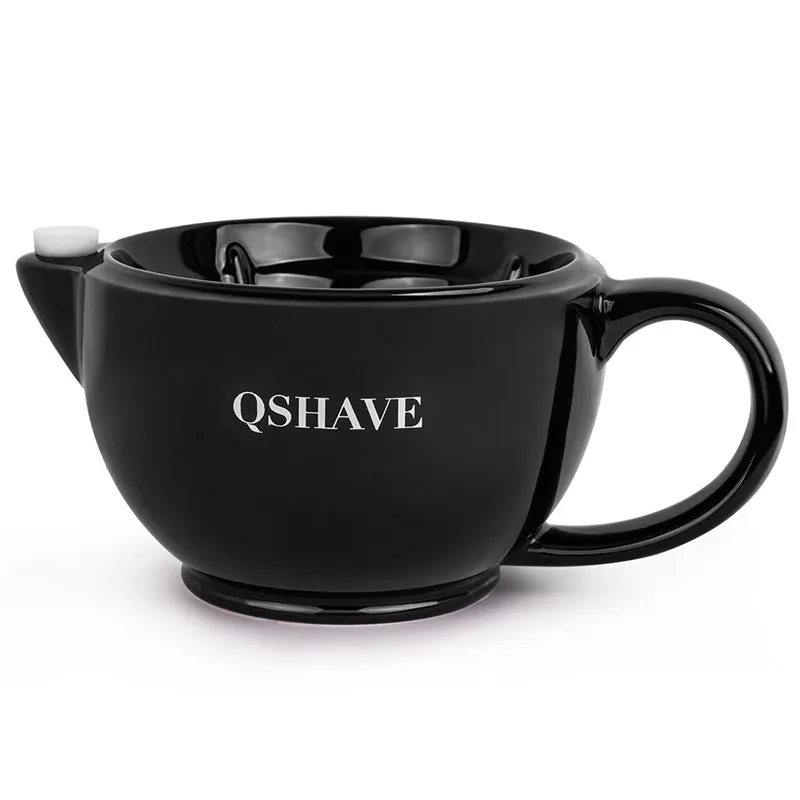 Blades Qshave Razor Shaving Scuttle Mok gevuld heet water Keep schuim altijd warm het groot formaat Bowl Handgemaakt Pottery Cup Black Wit Zwart Wit