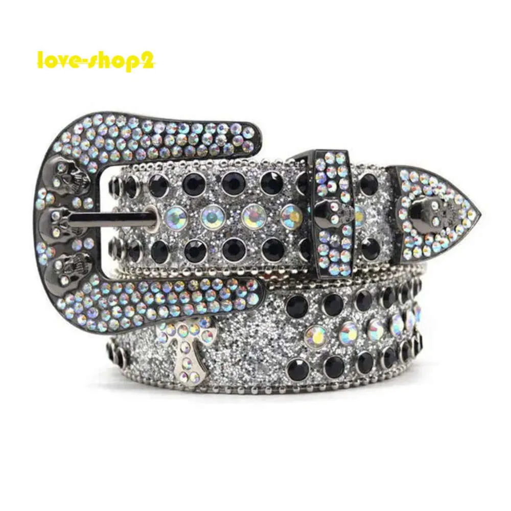 Designer Belt Woman Man Luxury Rhinestone Skull Buckle Belt BB Simon Belt Ceinture Homme Diamond Skeleton Buckle Famous Brand Designer för Man Lady Belt Mens 491