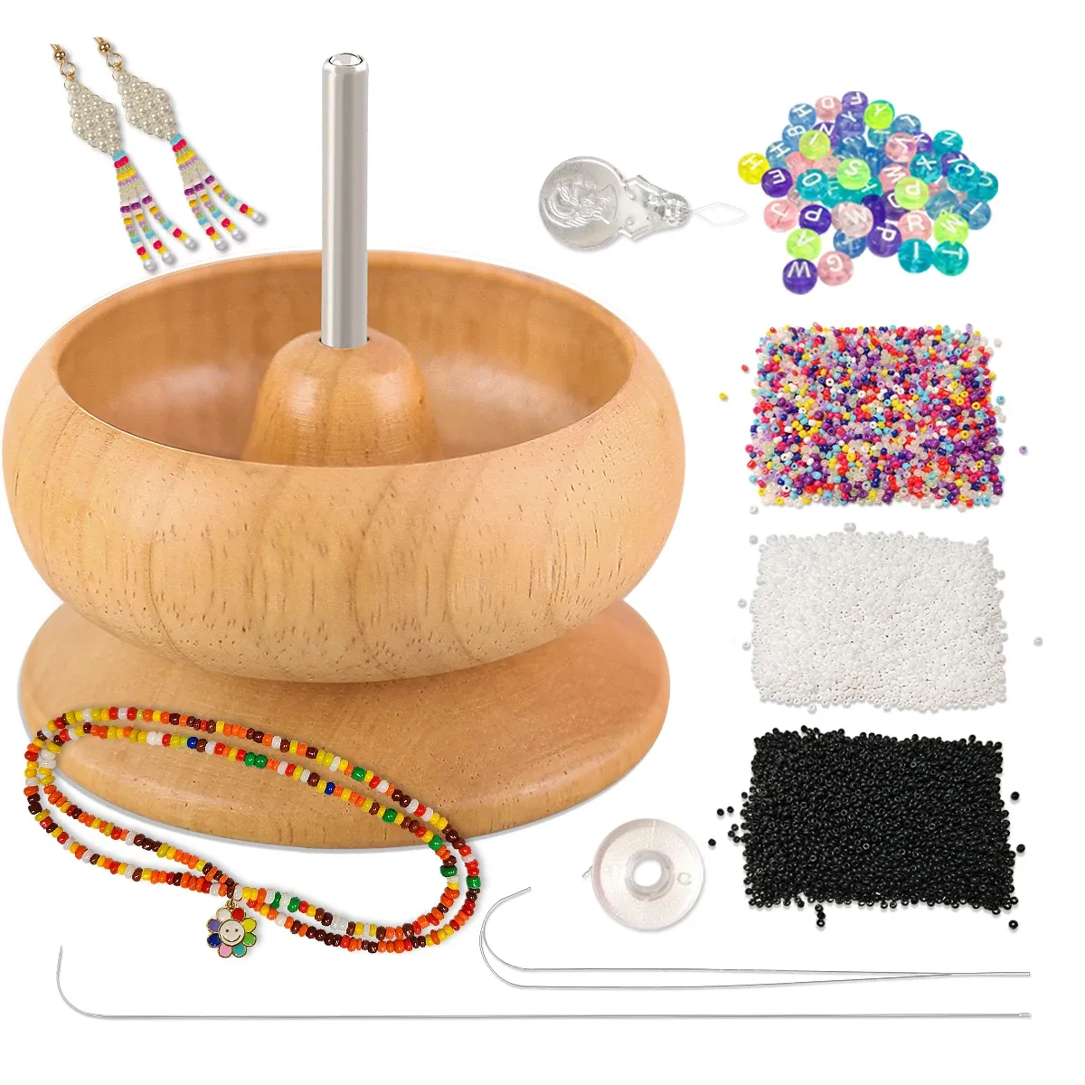 Équipements Kit de spinner de perles en bois Xuqian avec perles de graines d'aiguilles et 1 pack cadeau surprise pour les outils de fabrication de bijoux L0191
