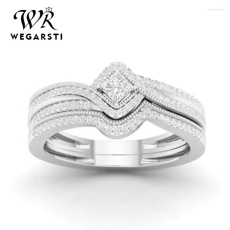 Küme halkaları gerçek moda gümüş istiflenebilir halka yaprağı tasarımı cz parmak için kadınlar için evlilik yıldönümü mücevherleri 3 renk