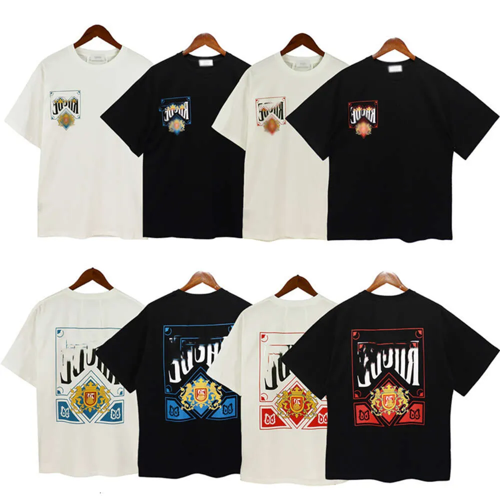 summer rhude tshirt RHUDE2023 Spring Summer Short Sleeve American Street Fashion Brand Mens Womens Genderless Playing Card Printed Loose T-shirt