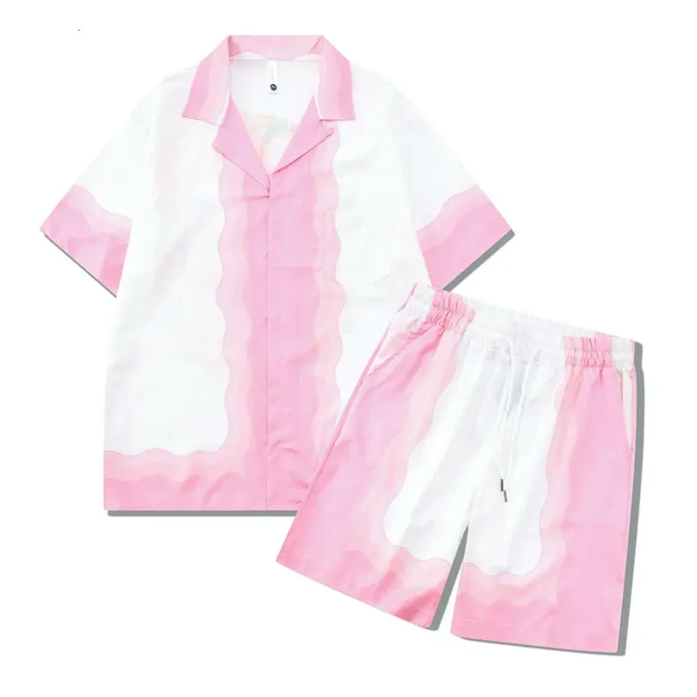 Designer Casual Pink Short Set Shirt Suit Mens Ny ankomst 2024 Casual Loose Short Sleeve T Shirts Short Tee Beach Shorts Summer Swim Designer Mens Shirt Fz2404222