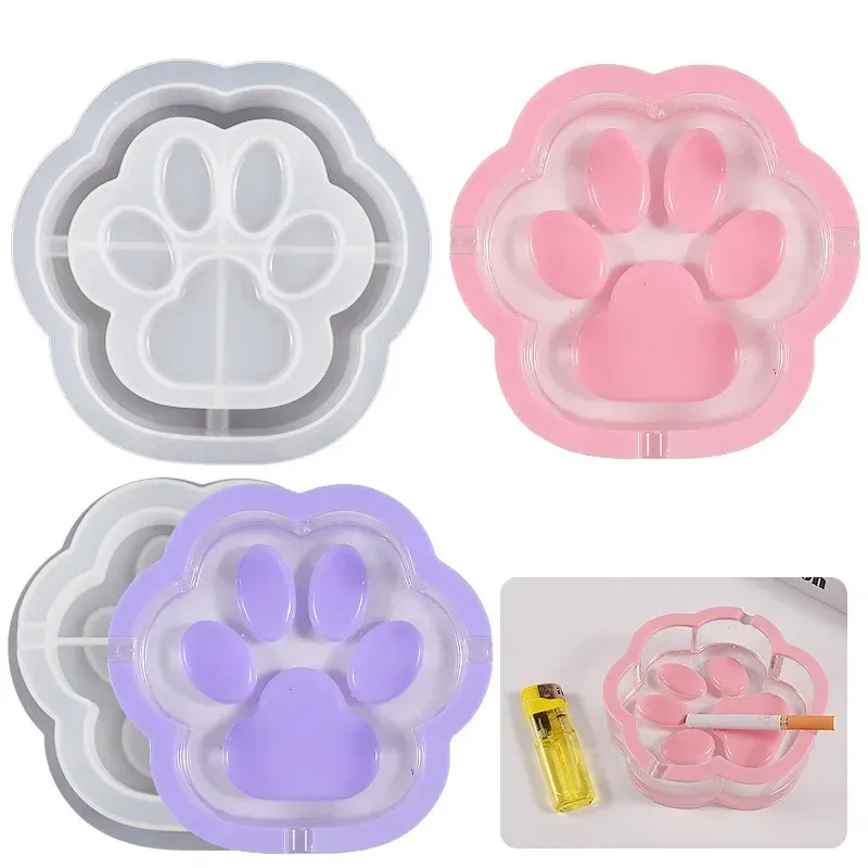 Ceramics Cat Paw Ashtray Silicone Mold Epoxy Resin Mold for Cigar Concrete Crystal Casting Gypsum Plaster Holder Jewelry Box Storage Mold