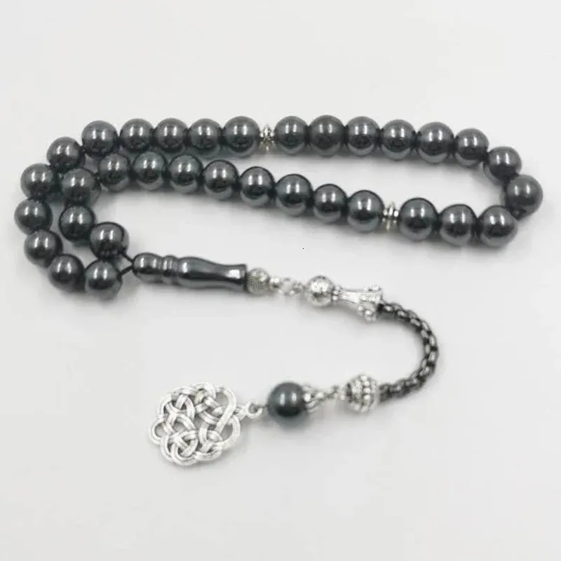 Tasbih Natural Ematite in stile Misbaha Preghiera musulmana perle di pietra islamica Regali del braccialetto di rosario per eid adha arabo gioielli 240410