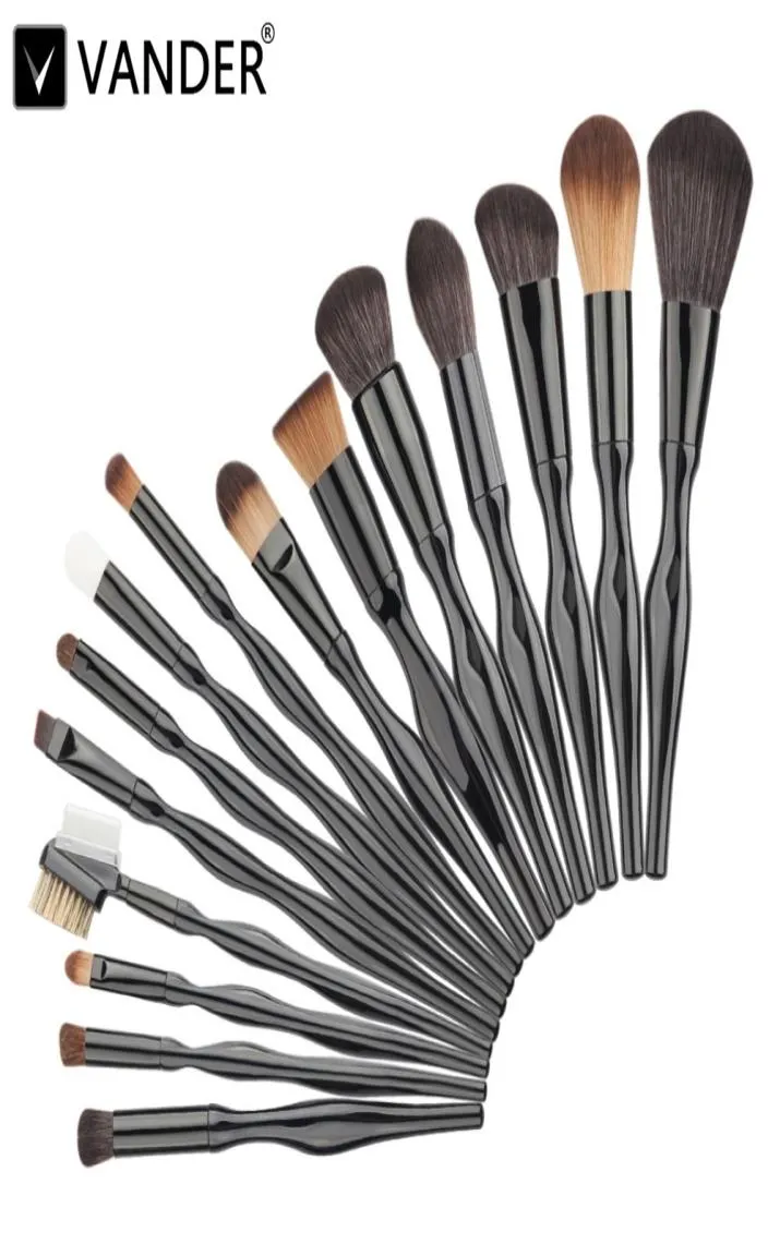 VANDER 15PCS Professionell kroppskurva Makeup Brushes Ansiktsskönhet Blush Foundation Blending Contour Powder Cosmetics Brush Kits3944700