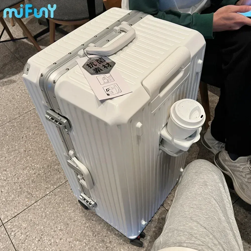 Bagage Mifuny Travel Bagage With Cup Holder Aluminium Frame Suitcase stor kapacitet.