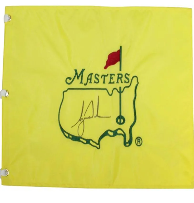 Tees Tiger Woods وقعت توقيعه على توقيع Auto 1997 2001 2005 2005 2019 Masters Open 2000 British Open St Andrews PIN Flag1911445
