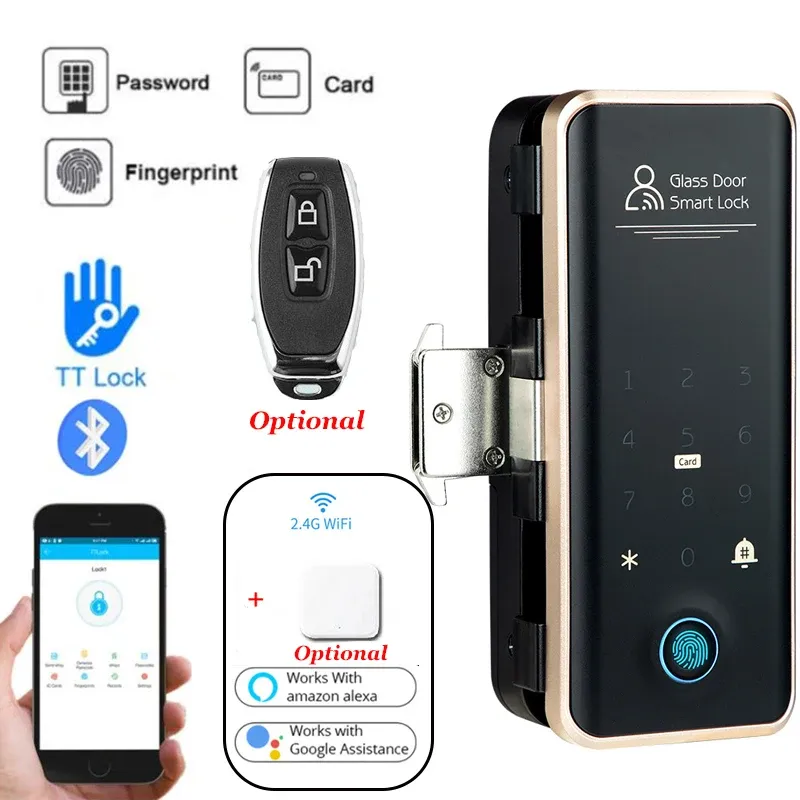 Control Ttlock Remoto Desbloqueo de bloqueo inteligente para puerta de madera de puerta de vidrio Código dinámico Dinámico Autolock Lock de puerta de huella digital digital para el hotel de la oficina