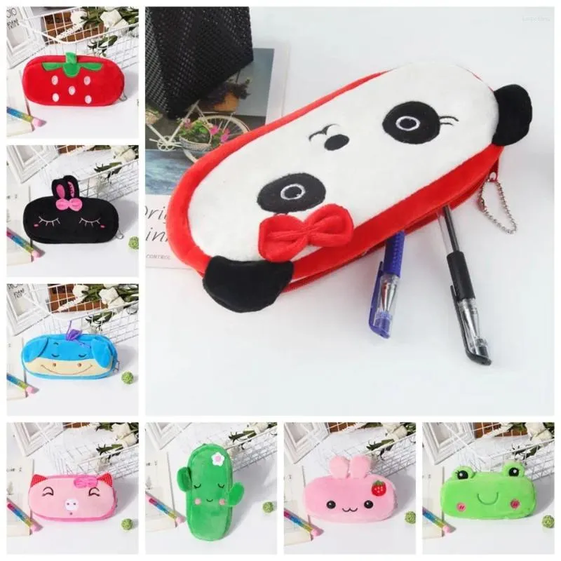 Zipper Cartoon Plush Pen Bag Fashionable Animal Large Capacity Panda Kawaii Office School Supplies