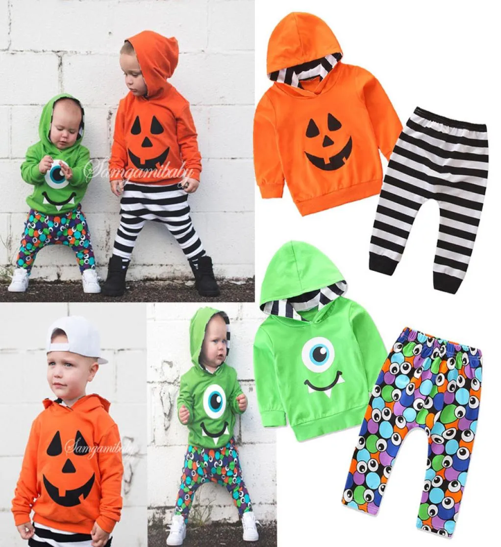 Baby Boy Cartoon Suit Toddler Baby Halloween Abbigliamento a tema per bambini Big Eye Stampato Pantaloni con cappuccio a maniche lunghe Set 062282148