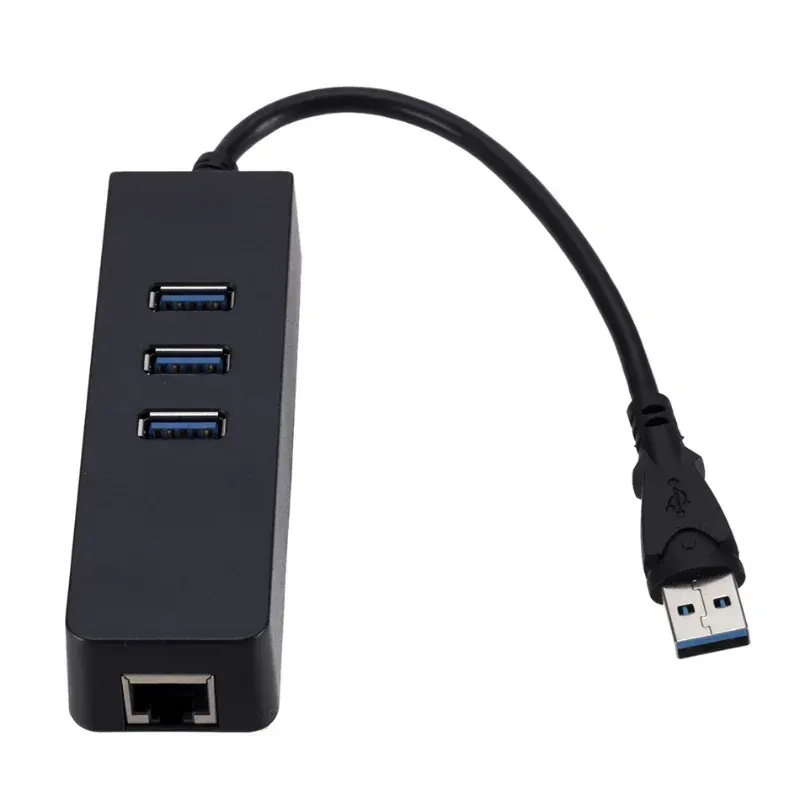 2024 USB3.0 Gigabit Ethernet Adapter 3ポートUSB 3.0ハブUSBからRJ45 LANネットワークカード