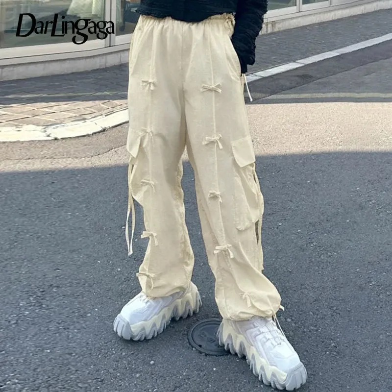 Darlingaga y2k harajuku arc basse hauteur pantalon cargo femelle femelle poche de mode coréenne pantalon sweet swirt pantalon sweet 240410