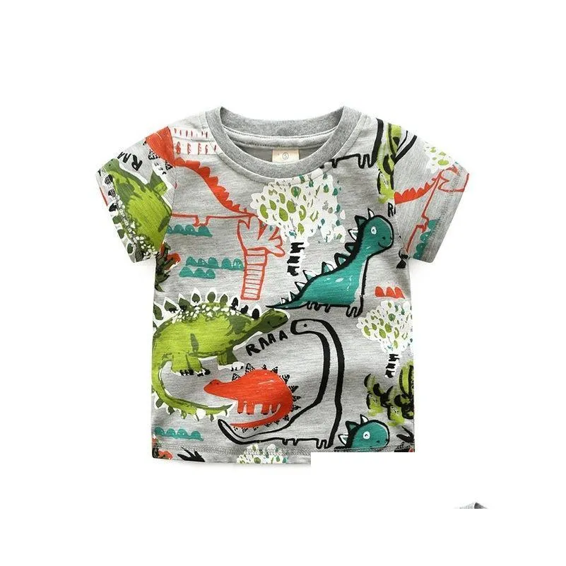 Ensembles de vêtements 2 à 10 ans Boys T-shirt Summer Coton Coton Manches courtes mignons Dinosaur Kids Shirts Boy Tops Enfants Enfants Vêtements décontractés Dro Dhbwc