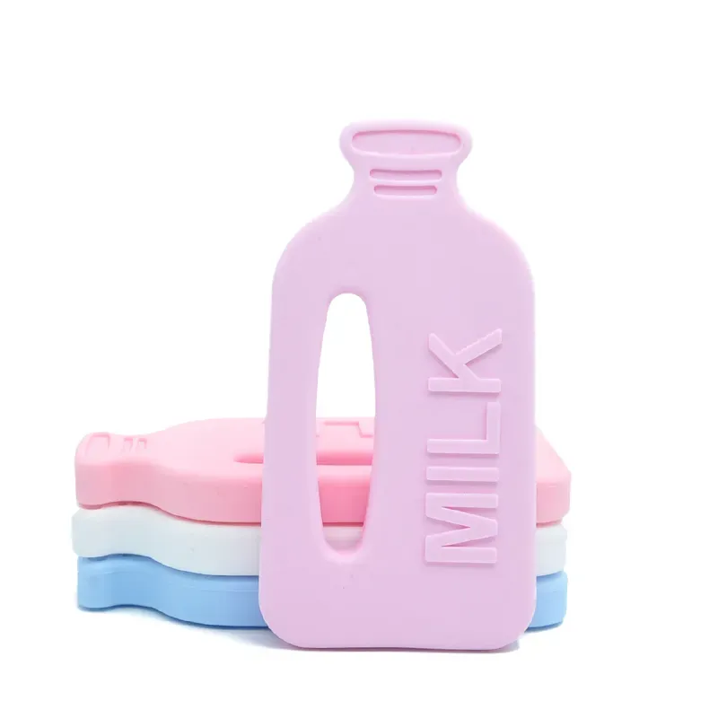 Silicone Milk Bottle Teether BPA Free FDA Approved Baby Teething Toys Milk Bottle Soothers Chewable Toy Toddlers Infant Gifts