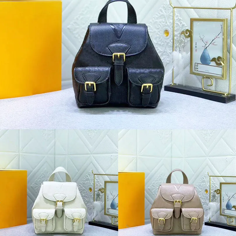 Book bags Backup Designer Luxury Backpack Designer Handbagjx Genuine Leather Women's Cute Backpack Letter Embossed Magnetic Buckle Flip Open fashion Bag New Models