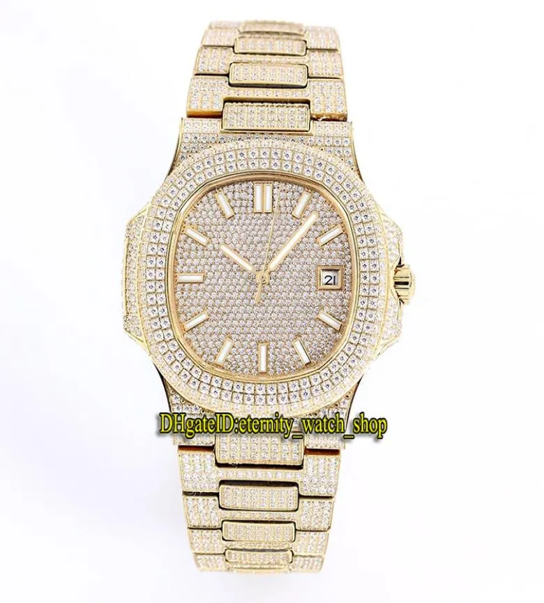 ATUALIDADE TOP 571910G010 18K OURO TOLALMENTE pavimentado com diamantes Cal8215 Automático Relógio de diamante Diamond Diamond Iced Out Full6036820