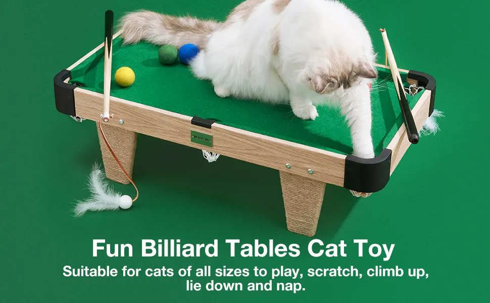 Mini Cat Pool Table Interactive Cat Toys Mini Pool Table: 4 In 1 Feather Wand, Billiard ...