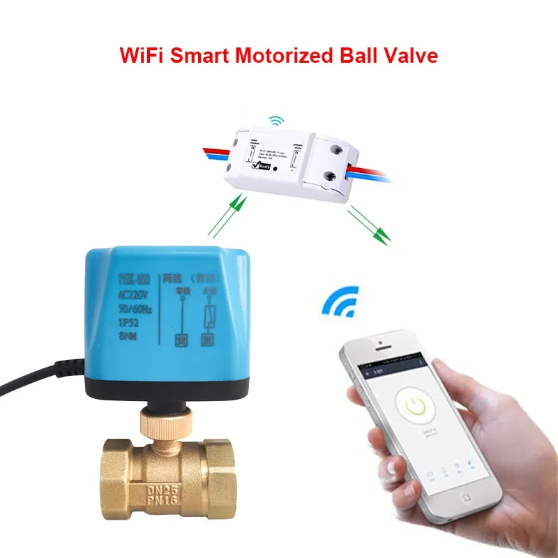 التحكم في Tuya wifi smart motorived ball vae timing water smart switch electric vae مع Smart Life Alexa Alice Google Home AC220V