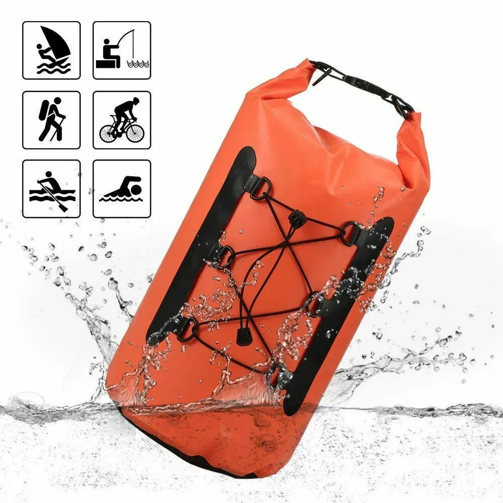 Väskor 15L Vattentät PVC -väsktätningsanordning med telefonfodral Simning av ryggsäck Trekking Dry Bag Roll Top Dry Sack för båtfiske