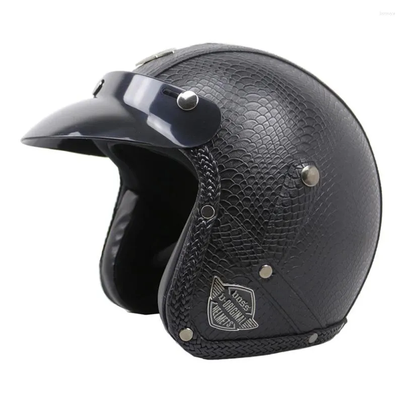 Motorfiets helmen zwarte slangenhuid ademende hoofdbescherming slijtage-resistente open gezicht fietser helm anti-fall motorcross accessoires