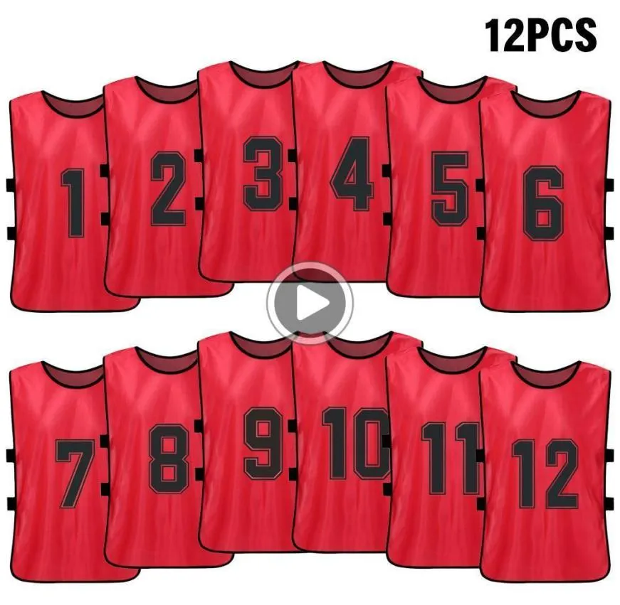 12 PCS Sports Vest Kid039 Pinnies Séchage rapide SOCR Jerseys Youth Sports Machage Training Numéro Bibs Pracsi6780015