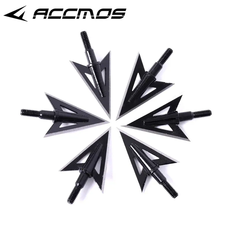 Accessoires 2 lames de la flèche de chasse tranchante têtes de filet à oreilles Broadheads dans le tir à l'arc de pêche pointes Points de tête en acier tir à l'arc