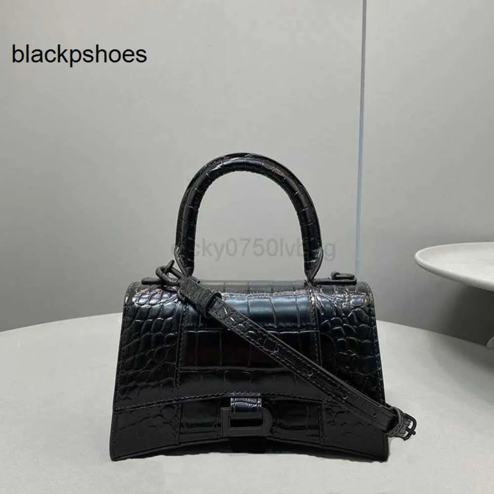 Balencig le cagole luxe zwarte messenger draagbare tassen ontwerper b schoudertas zandloper krokodil patroon dames pendelen naar Europa en Amerika retro schattige fashi